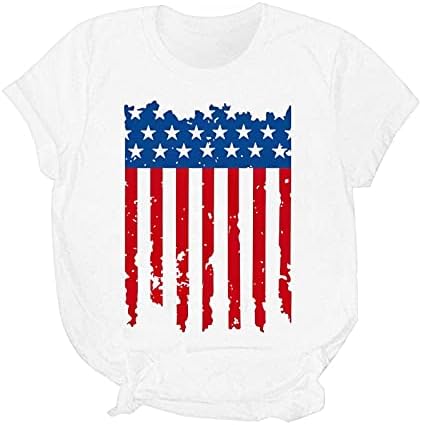 Viyabling 4 ביולי דגל אמריקה הדפס חולצות קיץ פטריוטיות לנשים שרוול מזדמן לבוש קפלים חולצות קיץ חולצות