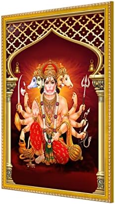 999store Panchmukhi Hanuman עם ידיים שונות והחזקת ציור צילום נשק שונה עבור מסגרת צילום מנדיר/מקדש Panchmukhi