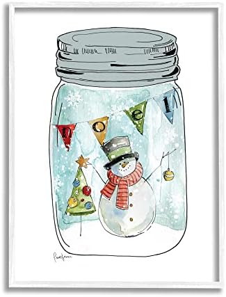 תעשיות סטופל ביטוי נואל עץ חג המולד של Snowman בצנצנת קאנטרי, שתוכנן על ידי ליבי פין לבן ממוסגר אמנות קיר, 16