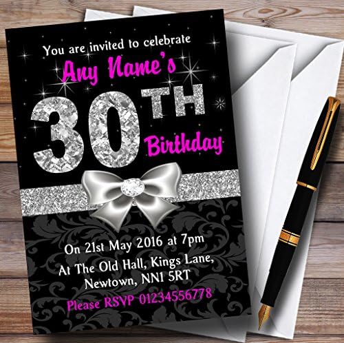 יהלום כסף שחור ורוד מזמנות אישי למסיבת יום הולדת 30
