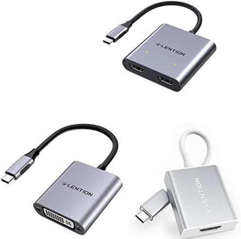 LINCENT 4K@60Hz USB C למתאם DVI/USB C לתאם HDMI כפול/USB C ל- HDMI מתאם