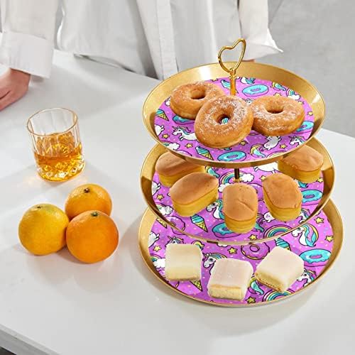 Lyetny 3 קינוח קינוח עוגת עוגת קאפקוויקס זהב עמדת מסיבת תה, חתונה ויום הולדת, חד קרן ורודים