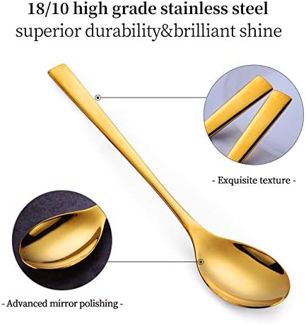 מערך כפית הגשת זהב, Diluooou 2 Piecex-large 10 1/4 אינץ 'כלי הגשת נירוסטה כלים לארוחת ערב במזנון