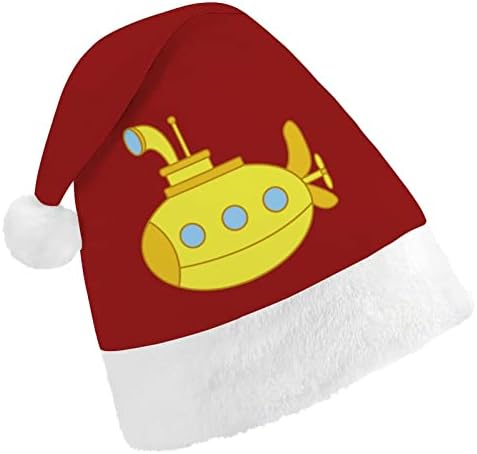 צהוב צוללת חג המולד כובע סנטה כובע עבור יוניסקס מבוגרים נוחות קלאסי חג המולד כובע עבור מסיבת חג המולד חג