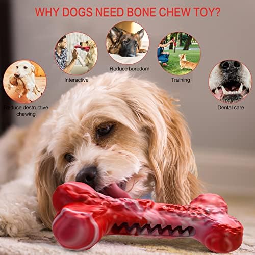 צעצועים לעיסת כלבים לעיסות אגרסיביות, עצמות כלבים גומי עמידות לעיסה, צעצועים אינטראקטיביים של