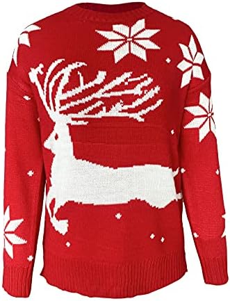 סוודרים לחג המולד לנשים לגברים אופנה סנטה רקומה סוודר צוואר עגול