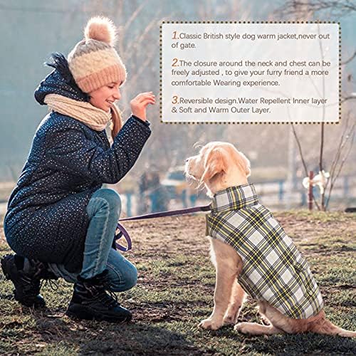 מעיל חורף של Kuoser Dog, ז'קט חיות מחמד משובץ בסגנון בריטי, ביגוד כלבים הפיך למזג אוויר קר, בגדים חמים