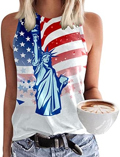 4 ביולי חולצות לנשים דגל אמריקאי קיץ ללא שרוולים גופייה עם פסים כוכבים חולצת טי חולצה מזדמן טוניקת חולצות