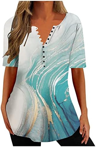 נשים טוניקת חולצות קיץ אופנה פרחוני חולצות קצר שרוולים עם צווארון רזה בכושר זורם מכפלת חולצה חולצה סוודר