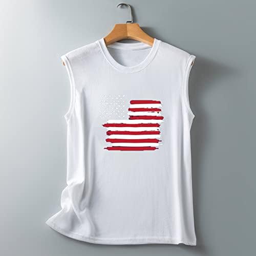צמרות נשים גופיות דגל אמריקאיות לנשים חולצה פטריוטית 4 ביולי ארהב כוכבי דגל פסים פסים חולצת טריקו ללא