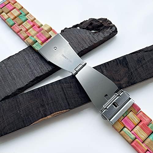 רצועת שעון עץ עץ אדוארדקווק תואמת את Apple Watch 42 ממ/44 ממ/45 ממ ידידותית לסביבה במבוק טבעי רצועת שעון