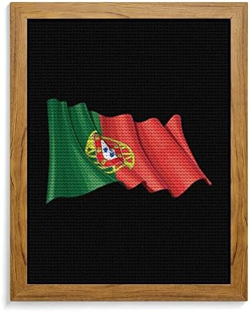 דגל פורטוגל DIY 5D ערכות ציור יהלומים עם מסגרת מעץ מלאכת מלאכה מלאכה לקישוט קיר
