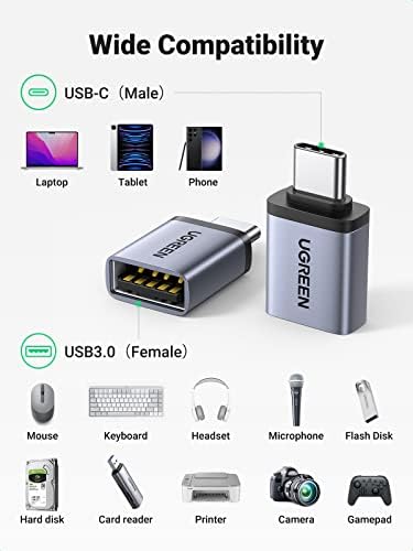 UGREEN USB C ל- USB מתאם 2 חבילה חבילה עם USB C נקבה ל- USB מתאם גברי