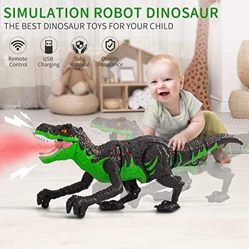 שלט רחוק דינוזאור צעצועים לילדים 3-5-7 שנים, מציאותי חשמלי הליכה דינוזאור דמות עבור בני בנות 6-8-12, נטענת