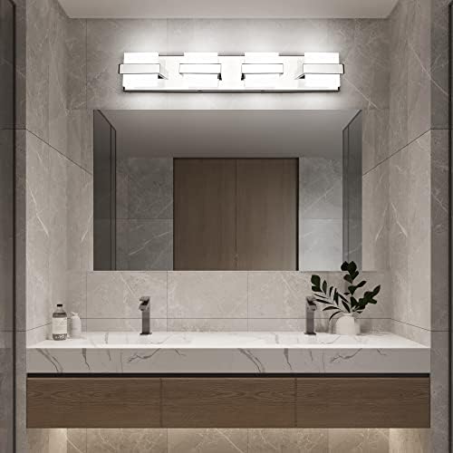 גופי תאורה לאמבטיה סולפרט, אורות יהירות אמבטיה עם 4 אור מעל המראה, תאורת אמבטיה מודרנית ניתנת לעמעום