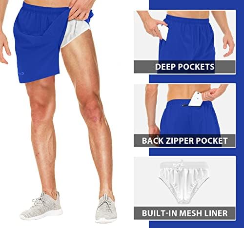קקולו גברים של 5 אינץ ריצה טניס מכנסיים קצרים מהיר יבש ספורט אימון פעיל מכנסיים קצרים עם כיסים