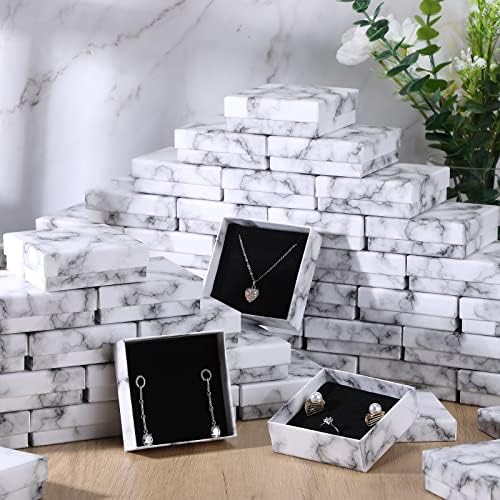 פומטה 150 חתיכות קרטון תכשיטי קופסות שיש לבן מתנת מקרה נייר קופסות מתנה עבור צמידי מתנה קטנה לעטוף קופסות