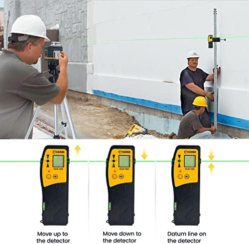 גלאי לייזר של סיגמן לרמת לייזר קו, לייזר ירוק ומקלט קרן אדומה עבור לייזרי קו פועם עד 165ft, מקלט לייזר