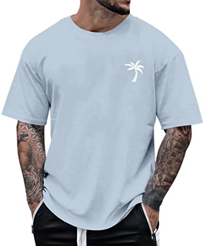 חולצות טריקו של שרוול קצר של ZDDO גברים קיץ הדפס הוואי הצוואר