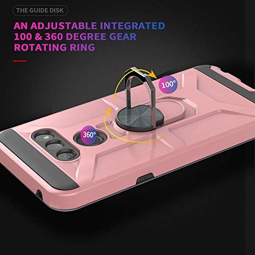 Ymhxcy תואם למארז LG G8/G8 ThinQ עם מגן מסך HD, טבעת סיבוב של 360 מעלות, מחזיק עמדות כפול של מארז טלפון אטום