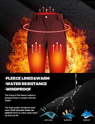 מכנסי Wespornow Womens-Snow-Ski למכנסיים חורפים חיצוניים עם פליס עמיד-מים-עמידים-מבודדים עם כיסי רוכסן