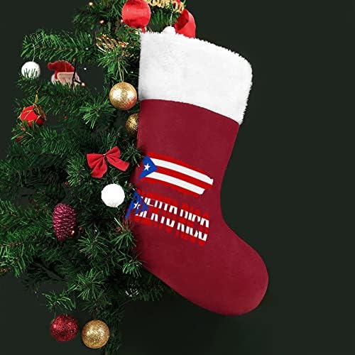 דגל מפה של פוארטו ריקו לחג המולד תליה גרב גרב סנטה חמוד לקישוטי עץ חג המולד מתנות קישוטים