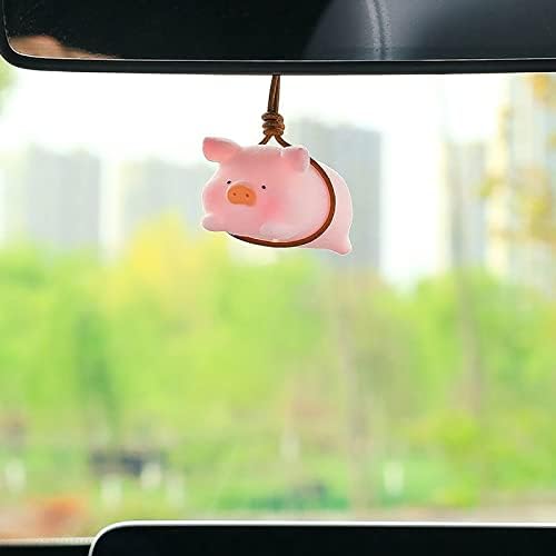 תליון מראה אחורי של מכונית, נדנדה חמודה חזיר ברי מזל חזיר קישוט תלוי אוטומטית קישוט פנים, תליון