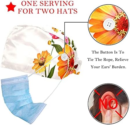 2 חבילות פרחים אביב פרחוני כובע עבודה מתכוונן עם כפתור ורצועת זיעה לאחיות נשים קוקו קוקו