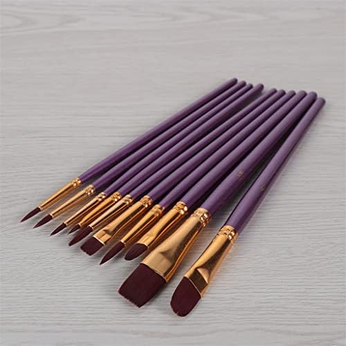 HNKDD 10 יחידות/סט עט צבעי עט צבע מברשת צבע ניילון סגול מברשות צבע שיער אמן מברשת ציור שמן למקצוען