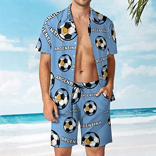 כדורגל ארגנטינה כדורגל כדורגל בן 2 חלקים תלבושות חוף כפתור הוואי למטה חולצה עם שרוול קצר וחליפות