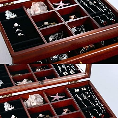 קופסאות תכשיטים קופסאות תכשיטים קופסת תכשיטים מעץ לנשים עם מראה 5 מגירות מארגן תכשיטים קטיפה מארגן