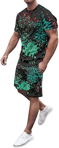 גברים ג'ופוב אביב חליפת קיץ חוף חוף שרוול קצר חולצה מודפסת סט קצר