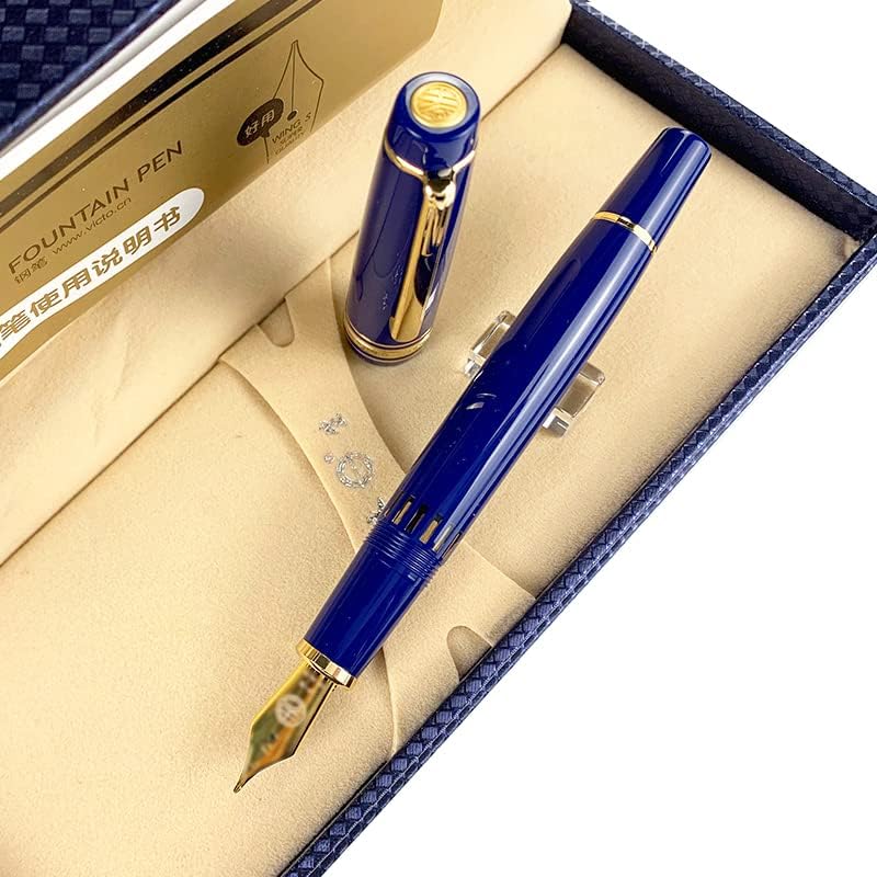 ASVINE YONGSHENG 629 עט מזרקת שרף כחול עט 14K GOLD GOLD BROAD CALLIGRAPHY כתיבת עט J008