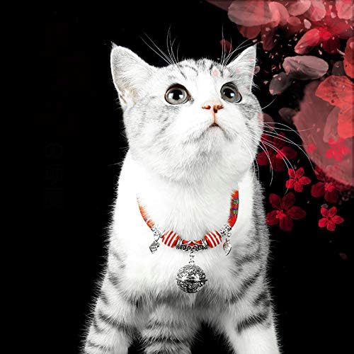 צווארון לחיות מחמד מתכוונן לכל החתולים עם פעמון כסף כדי להגן על בריאותם ואריכות ימים של חתולים אריגה בעבודת