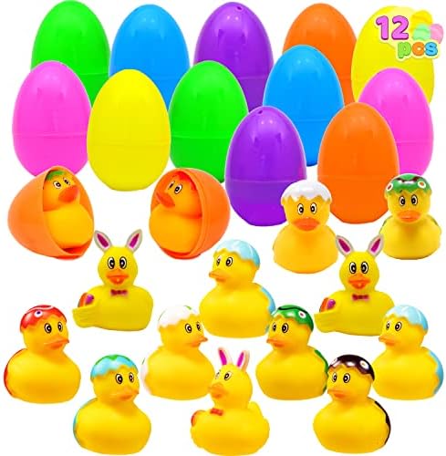 שמחה 12 יחידות מלא פסחא ביצים עם גומי ברווז ברווזונים, בהיר צבעוני פסחא ביצים מראש עם ארנב ברווזונים לילדים