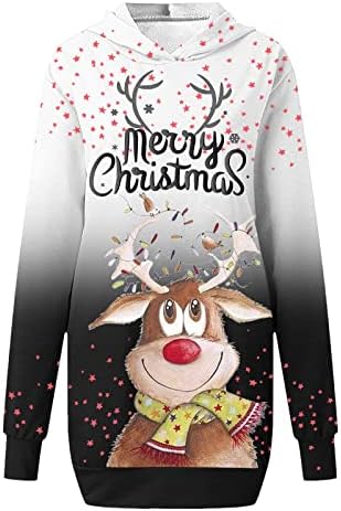 נשים של מיני סווטשירט שמלות חג המולד הדפסת הוד סוודר שמלה ארוך שרוול מזדמן טוניקת חולצות נים שמלה