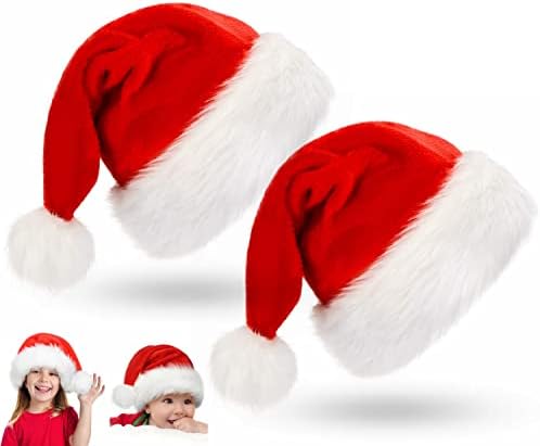 חג המולד כובע חג המולד חג כובע לילדים למבוגרים אדום סנטה כובע למסיבה נוסף לעבות קלאסי קטיפה פרווה פעוט חג המולד