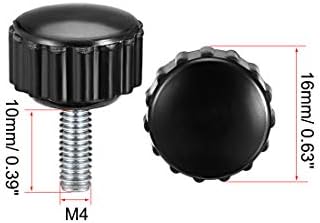 פטיקיל M4 x 10 ממ ידיות מכורדות, 5 יחידות קביעת ידית ידית ידית ידית בורג פלסטיק סוג זכר, שחור