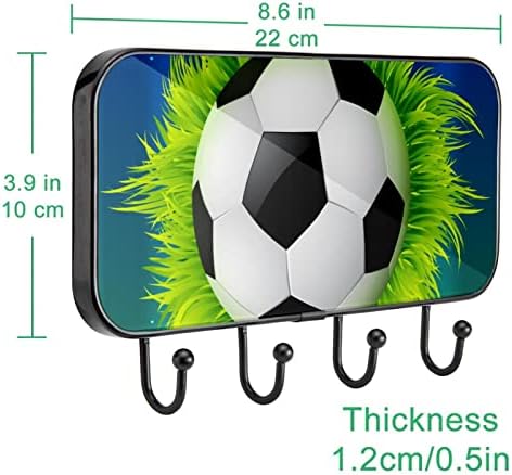 כדורגל כדורגל עם דשא דפוס מעיל קיר קיר קיר, מתלה מעיל כניסה עם 4 חיבור לעיל מעיל גלימות ארנק חדר