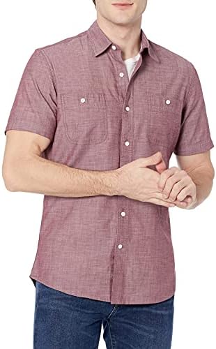 אמזון יסודות חולצת צ ' מבריי עם שרוול קצר לגברים