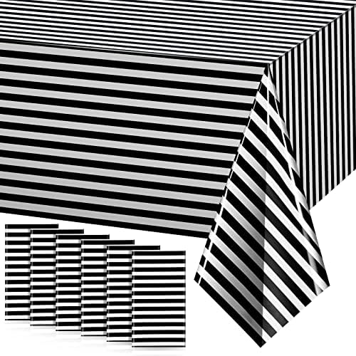 6 חלקים מפלסטיק פס שחור לבן שולחן פס, 54 x 108 אינץ