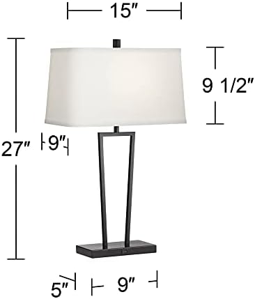 360 תאורת קול מודרני מינימליסטי שולחן מנורות 27 גבוה סט של 2 עם יו אס בי טעינת יציאות שחור מתכת לבן מלבני