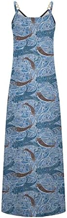 שמלות גרפיות של ג'וניורס V שמלות צוואר מחליקות ללא שרוולים מקסי לונג חוף טרקלין בוהמי שמלות טרופיות הוואי