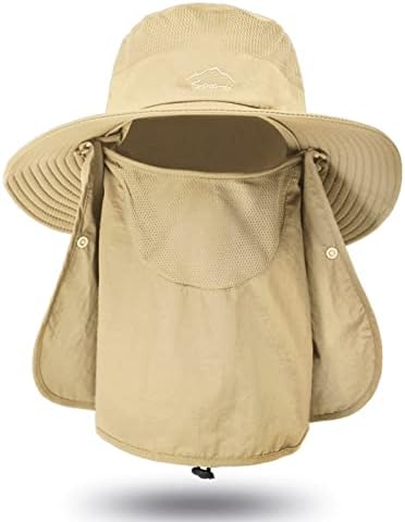 כובע דיג של Kwubie, כובע הגנה מפני שמש, כובע שוליים רחב חיצוני, כובע Boonie הגנה על UV עם כיסוי