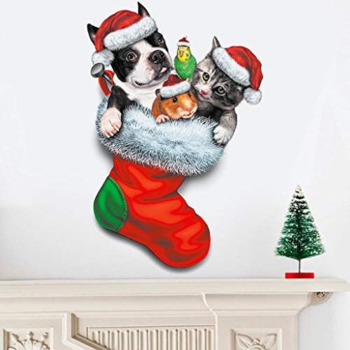 מדבקות ויניל 2020 גרבי חג המולד חתול חיית מחמד כלב אוגר חדר משפחה מקלט קיר מדבקת קיר