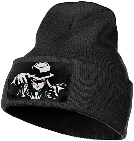 Dagiusvyu אנימה כובע כובע לגברים אופנה אופנה שחור כפה סרוג סרוג כובע גולגולת רחוב, גודל אחד