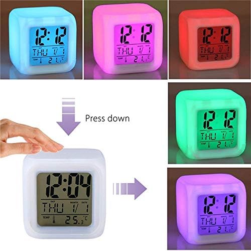 7 ColoralArm Clock LED שעון דיגיטלי משתנה לילה אור זוהר שעון שולחן ילדים נואש ילדים מתנה גרפי סלקטיבי