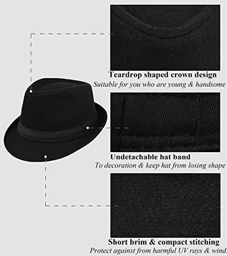 ילד של קצר ברים שחור טרילבי פדורה כובע-בני מנהטן-כובע גנגסטר פדורה כובע עבור 2-6 שנים