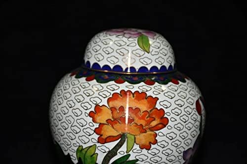 Xialon 4.4 '' Cloisonne Copper Soyne Chiced Proper פרח מיכל אחסון פליז ישן עיצוב בית אוסף