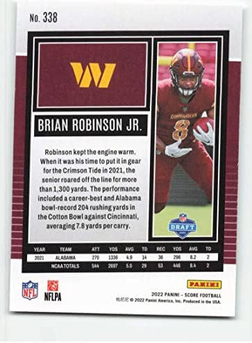 ציון 2022 338 בריאן רובינסון ג'וניור RC טירון מפקדים וושינגטון כרטיס מסחר בכדורגל NFL